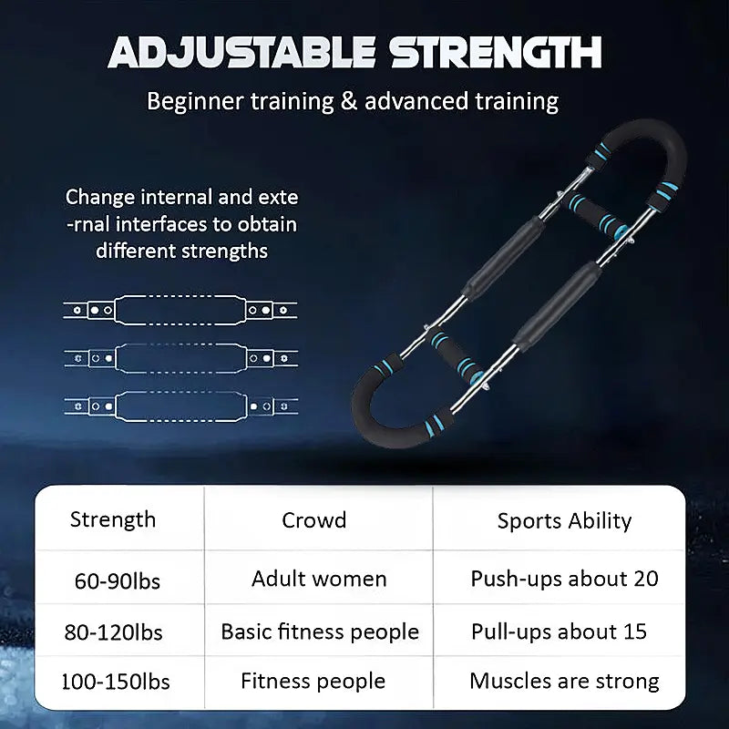 Adjustable Power Twister Arm Trainer for Chest & Arm Workout, Portable Upper Body Strength Bar for Men Home Gym Fitness Summervibes
