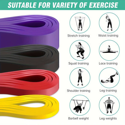 4Pcs/Set long resistance bands, Pull-Up Belt, Pull-Up Auxiliary Belt, Exercise Belt, Leg  Band, Muscle Training
