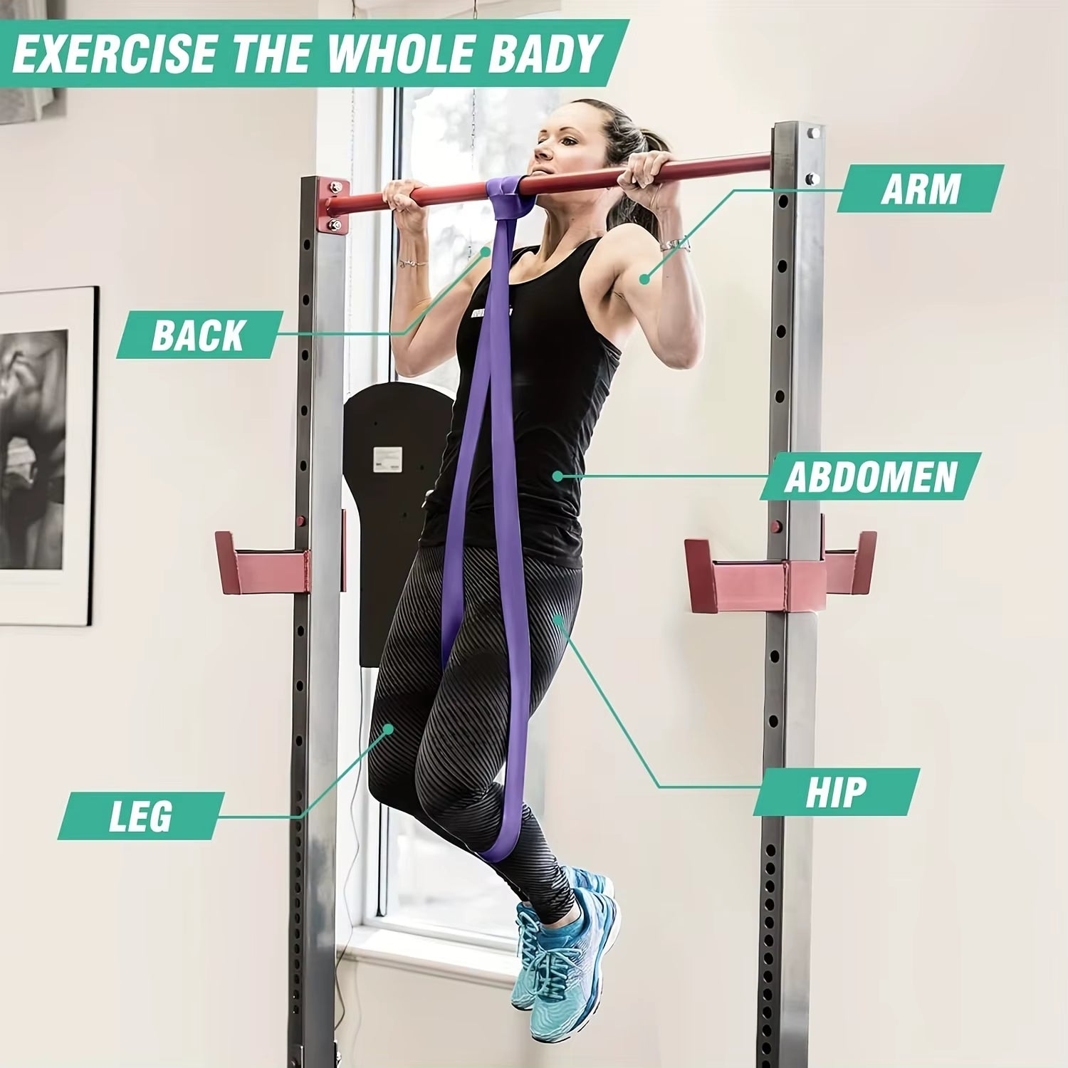 4Pcs/Set long resistance bands, Pull-Up Belt, Pull-Up Auxiliary Belt, Exercise Belt, Leg  Band, Muscle Training